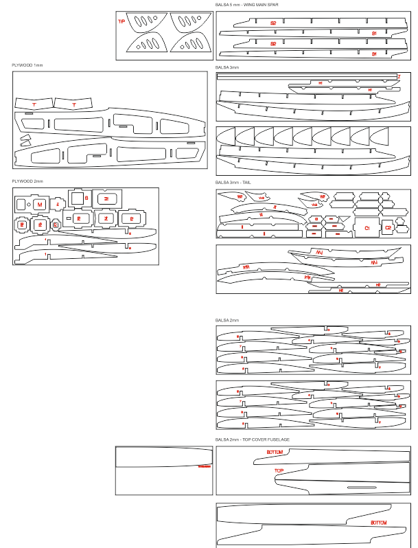 StarBird RC Balsa Glider - DXF Plans, CNC Laser Cut Digital Download ...