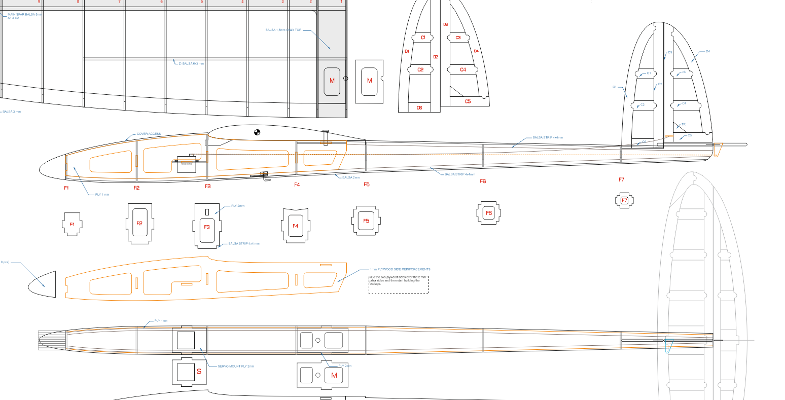 StarBird RC Balsa Glider - DXF Plans, CNC Laser Cut Digital Download ...
